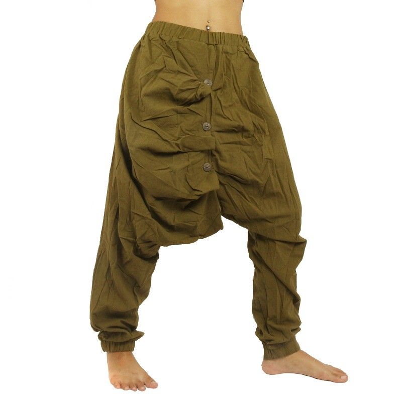Baggy Pants - green with decorative buttons KD04
